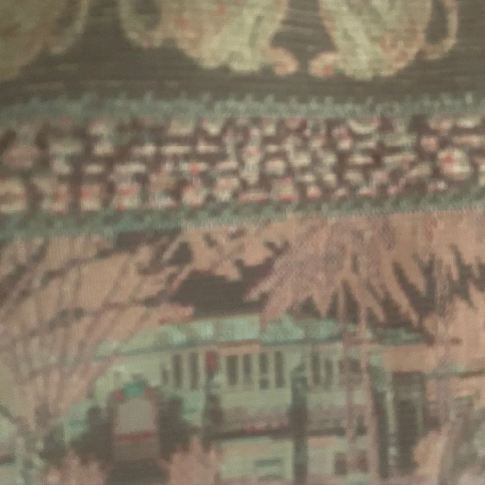 Vintage Chenille Monkeys & Elephants Heavy Tapestry Fabric in Green & Brown
